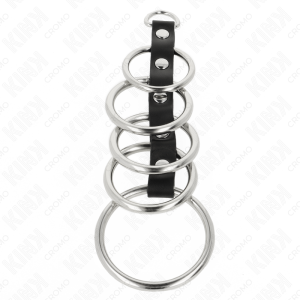 ANEL PARA O PÉNIS 5 EM METAL COM COURO SINTÉTICO | 3.2 CM A 5 CM - Image 3
