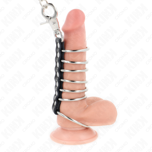 ANEL PARA O PÉNIS 7 EM METAL COM CORRENTE E COURO SINTÉTICO | 3.8 CM A 5 CM / 100 CM - Image 2