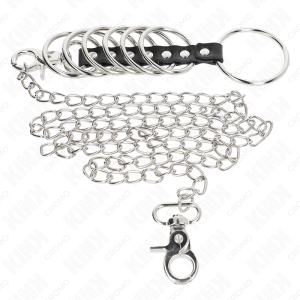 ANEL PARA O PÉNIS 7 EM METAL COM CORRENTE E COURO SINTÉTICO | 3.8 CM A 5 CM / 100 CM - Image 3