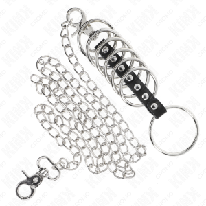 ANEL PARA O PÉNIS 7 EM METAL COM CORRENTE E COURO SINTÉTICO | 3.8 CM A 5 CM / 100 CM - Image 4