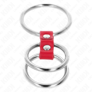 ANEL PARA O PÉNIS TRIPLO EM METAL (VERMELHO) | 3.7 CM A 5 CM - Image 4