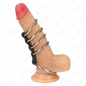 ANEL PARA O PÉNIS 5 EM METAL COM COURO SINTÉTICO | 3.7 CM A 5 CM - Image 2