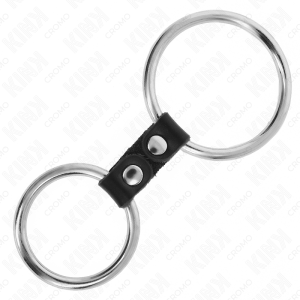 ANEL PARA O PÉNIS DUPLO EM METAL COM COURO SINTÉTICO #2 | 3.7 CM A 5 CM - Image 4