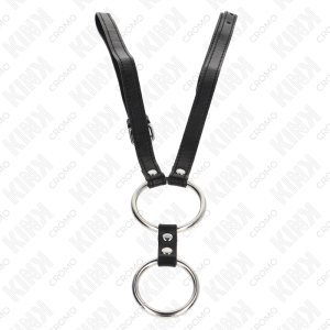 ANEL PARA O PÉNIS DUPLO COM CINTO DE COURO SINTÉTICO | 3.8 CM A 5 CM / 112 CM - Image 3