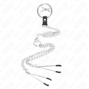 ANEL PARA O PÉNIS TRIPLO COM CORRENTE E PINÇAS PARA OS MAMILOS #2 | 3.8 CM A 5 CM / 26 CM - Image 3