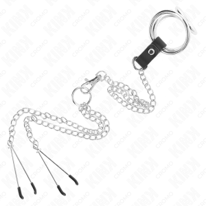 ANEL PARA O PÉNIS TRIPLO COM CORRENTE E PINÇAS PARA OS MAMILOS #2 | 3.8 CM A 5 CM / 26 CM - Image 5