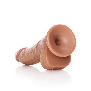 DILDO REALÍSTICO CURVO COM TESTÍCULOS (TAN) | 15,5 CM - Image 5