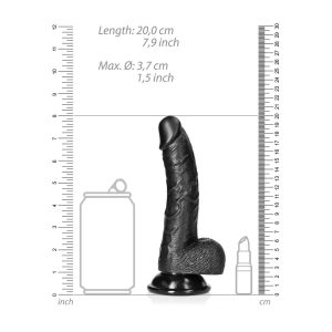 DILDO REALÍSTICO CURVO COM TESTÍCULOS (PRETO) | 18 CM - Image 6