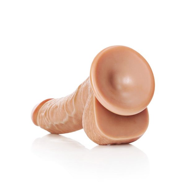 DILDO REALÍSTICO CURVO COM TESTÍCULOS (TAN) | 20,5 CM