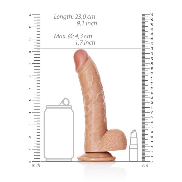 DILDO REALÍSTICO CURVO COM TESTÍCULOS (TAN) | 20,5 CM