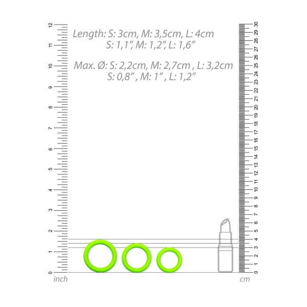 KIT DE 3 ANÉIS PARA O PÉNIS OUCH! (FLUORESCENTES)