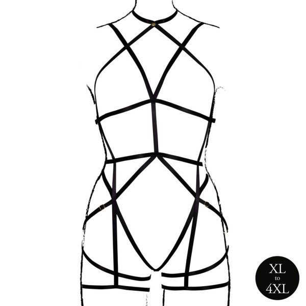 ARNÊS CORPORAL COM LIGAS (PRETO) | TAMANHO QUEEN