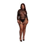 BODY COM CINTO DE LIGAS EM COURO BRILHANTE (PRETO/DOURADO) | TAMANHO QUEEN