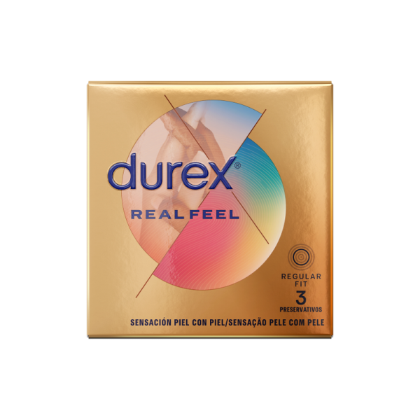 PRESERVATIVOS DUREX REAL FEEL SEM LÁTEX | 3 UNIDADES