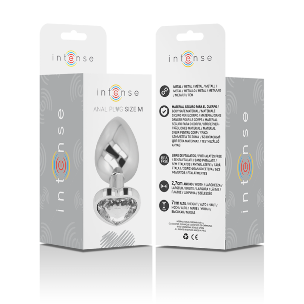 PLUG ANAL DE METAL CORAÇÃO M (BRANCO) | 8 CM