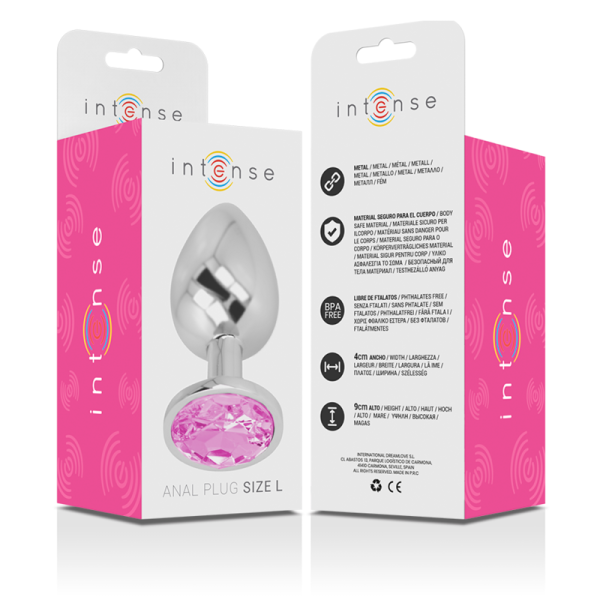 PLUG ANAL DE METAL INTENSE L (ROSA) | 9 CM
