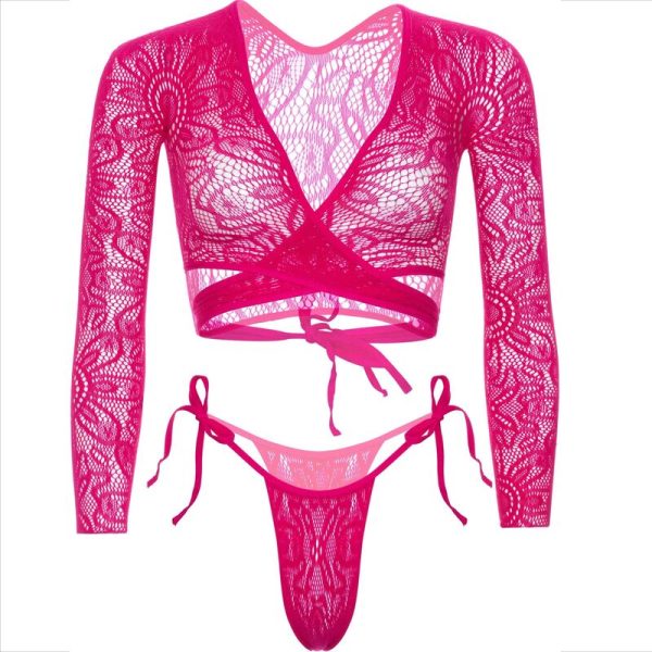 TOP CURTO DE RENDA COM TANGA LEG AVENUE