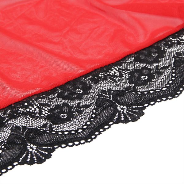 ROBE DE RENDA TRANSPARENTE + TANGA (VERMELHO) | S/M
