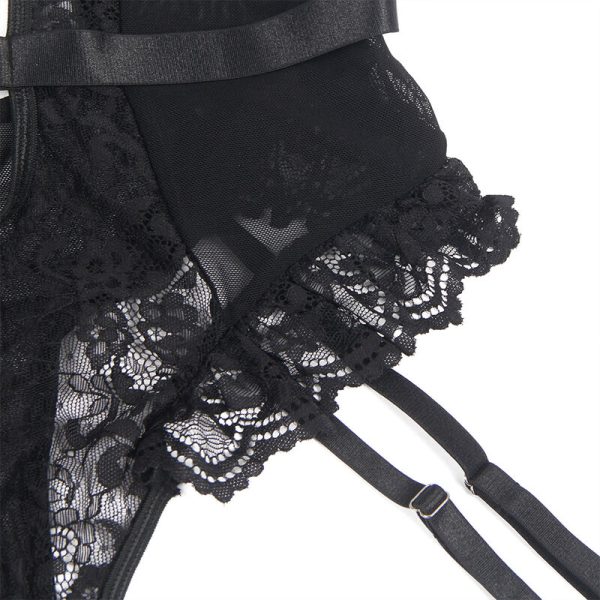 BODY DE RENDA COM CINTO DE LIGAS (PRETO) | S/M