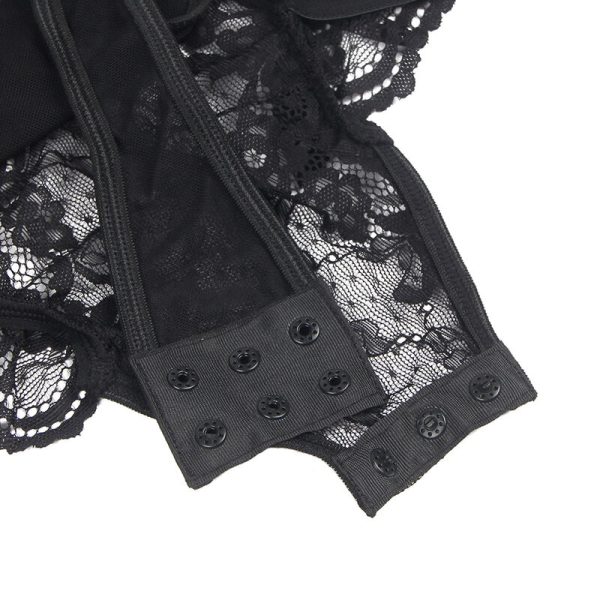 BODY DE RENDA COM CINTO DE LIGAS (PRETO) | L/XL