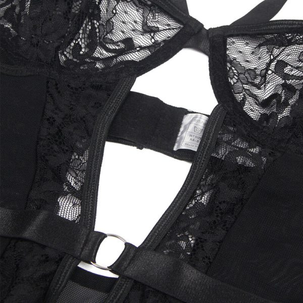 BODY DE RENDA COM CINTO DE LIGAS (PRETO) | L/XL