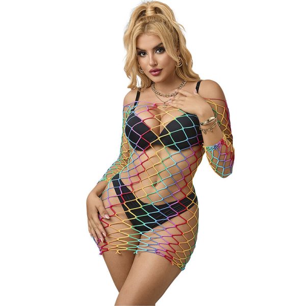 VESTIDO DE REDE ARCO-ÍRIS 952426 | T. ÚNICO