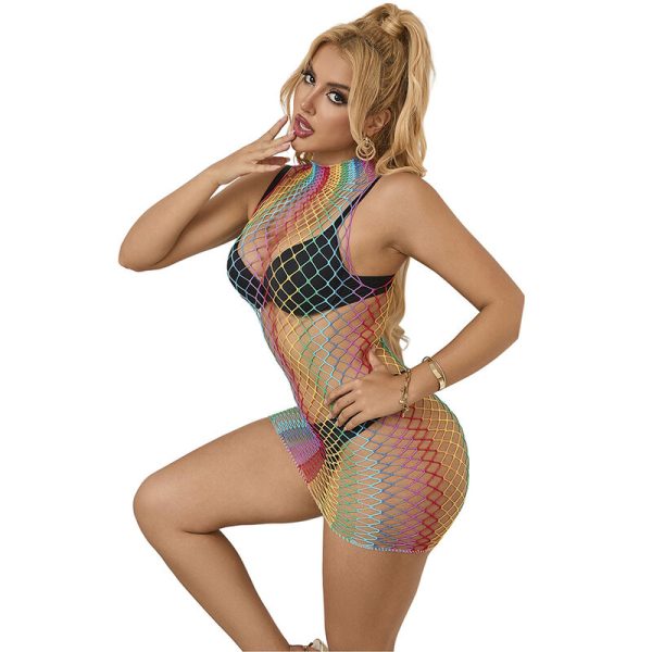 VESTIDO DE REDE ARCO-ÍRIS SEM MANGAS 952433 | T. ÚNICO