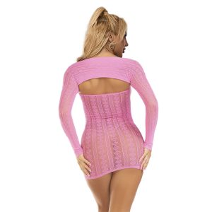VESTIDO DE REDE COM MANGAS COMPRIDAS 952464 (ROSA) | T. ÚNICO - Image 2