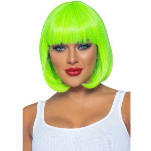 PERUCA DE CORTE BOB FLUORESCENTE (VERDE NEON) 3 PERUCA DE CORTE BOB