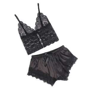 PIJAMA DE CETIM E RENDA 953935 (PRETO) | S/M - Image 4