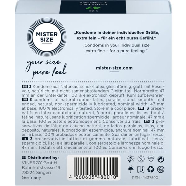 PRESERVATIVOS MISTER SIZE TAMANHO XS (47 MM) | 3 UNIDADES