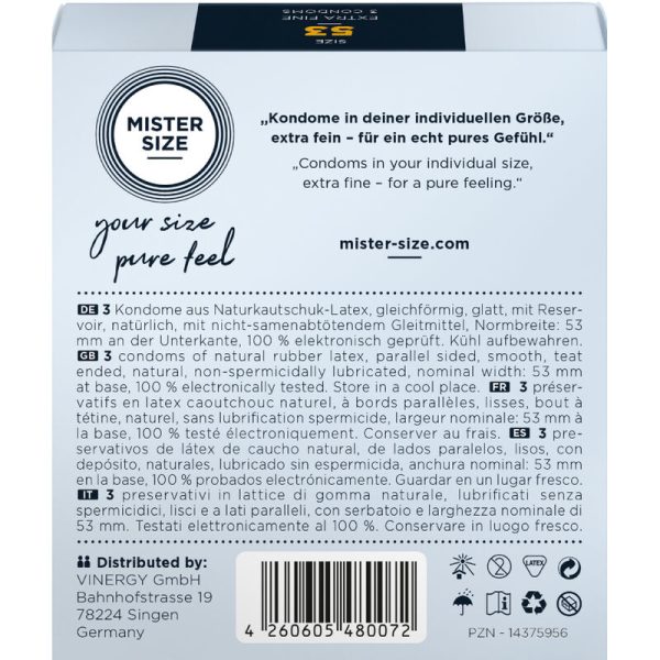 PRESERVATIVOS MISTER SIZE TAMANHO M (53 MM) | 3 UNIDADES