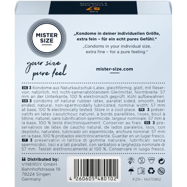 PRESERVATIVOS MISTER SIZE TAMANHO L (57 MM) | 3 UNIDADES