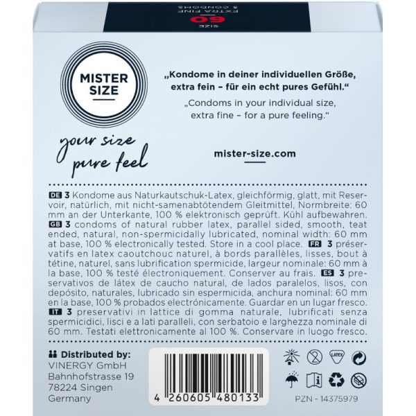 PRESERVATIVOS MISTER SIZE TAMANHO XL (60 MM) | 3 UNIDADES