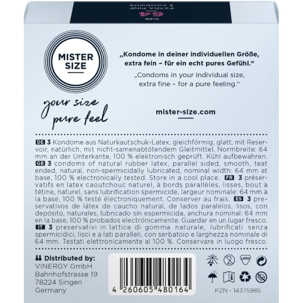 PRESERVATIVOS MISTER SIZE TAMANHO XXL (64 MM) | 3 UNIDADES