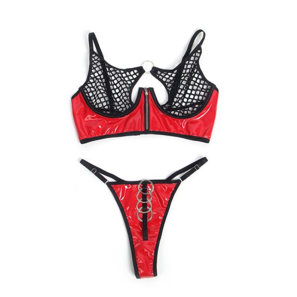 CONJUNTO DE 2 PEÇAS EM MALHA DE VERNIZ 955533 (VERMELHO) | L/XL