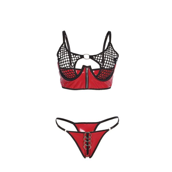 CONJUNTO DE 2 PEÇAS EM MALHA DE VERNIZ 955533 (VERMELHO) | L/XL