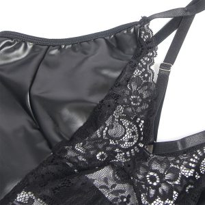 VESTIDO DE COURO PU COM RENDA FLORAL 957520 | L/XL - Image 5