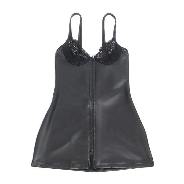 VESTIDO DE COURO PU COM ZÍPER 957568 | L/XL