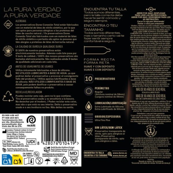 PRESERVATIVOS DUREX CONEXÃO TOTAL ULTRA FINO | 10 UNIDADES