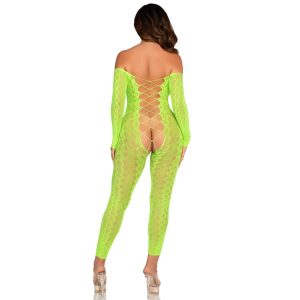 BODY DE RENDA SERPENTE LEG AVENUE COM ABERTURA (VERDE NÉON) - Image 2