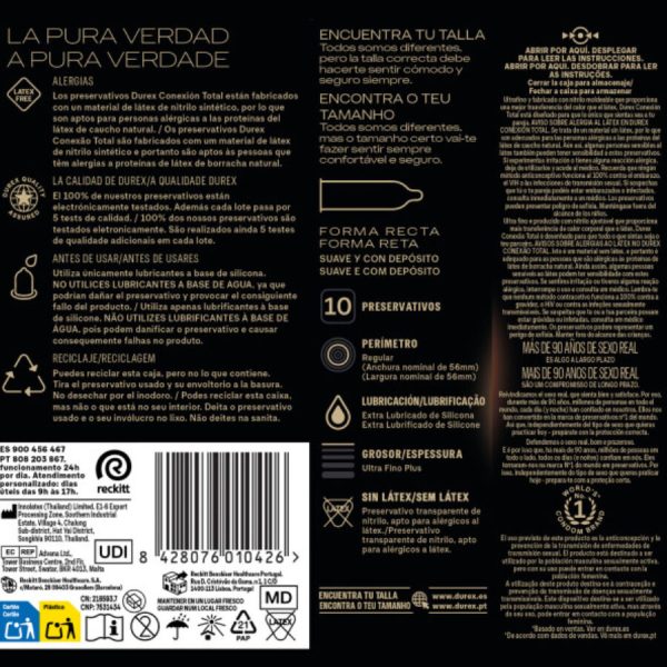 PRESERVATIVOS DUREX CONEXÃO TOTAL XL ULTRA FINO | 10 UNIDADES