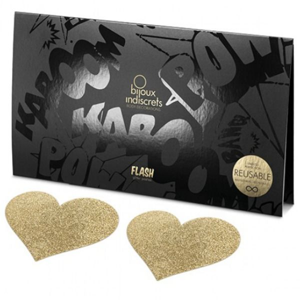 TAPA-MAMILOS EM FORMA DE CORAÇÃO BIJOUX FLASH (DOURADO)