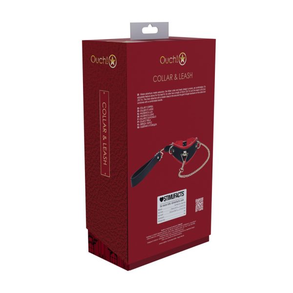 COLEIRA COM TRELA MILAN COLLECTION (PRETO/VERMELHO)