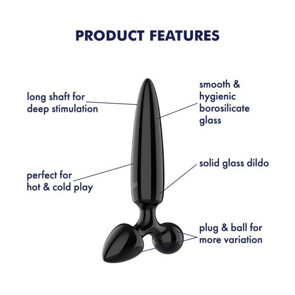 DILDO DE VIDRO COM PLUG TRIPLE CRYSTAL 1 (PRETO)
