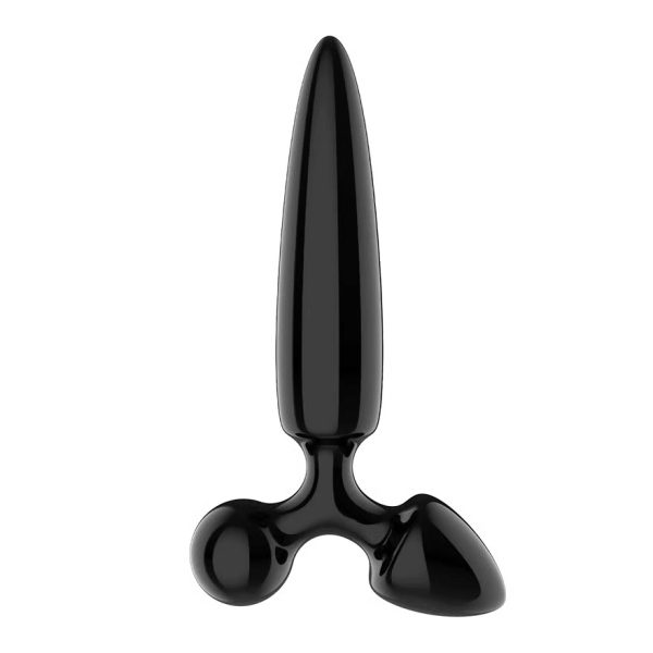 DILDO DE VIDRO COM PLUG TRIPLE CRYSTAL 1 (PRETO)