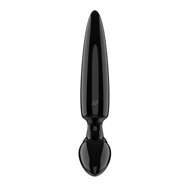 DILDO DE VIDRO COM PLUG TRIPLE CRYSTAL 1 (PRETO)