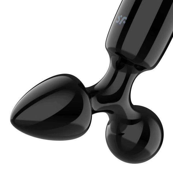 DILDO DE VIDRO COM PLUG TRIPLE CRYSTAL 1 (PRETO)