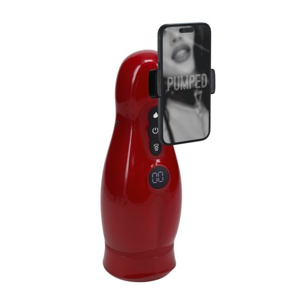 MASTURBADOR VIBRATÓRIO VIRTUO (COM SUCÇÃO E SUPORTE DE TELEFONE) | METALLIC RED