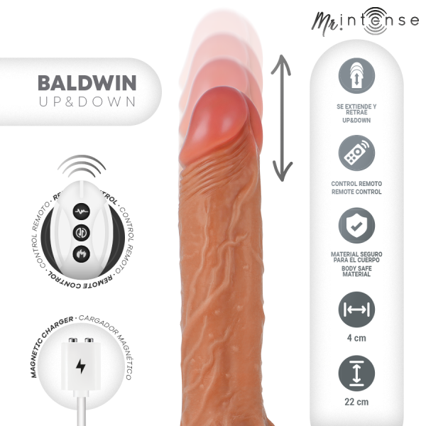 VIBRADOR REALÍSTICO BALDWIN UP AND DOWN + CONTROLO REMOTO | 22 / 4 CM 2 VIBRADOR REALÍSTICO BALDWIN UP AND DOWN + CONTROLO REMOTO | 22 / 4 CM